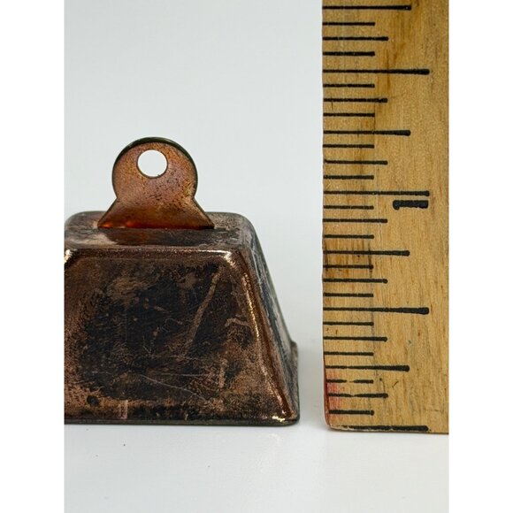 VTG 80s Copper Cowbell Rustic Farmhouse Mini Metal Bell 2" Metal Decor Timeless - Picture 5 of 5